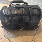 Vintage Black Leather large Holdall Wheeled Pull out Handle