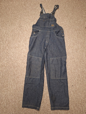 Roca Wear Original Dark Wash Denim Blue Jean Pocket Bib Overalls Men's XL