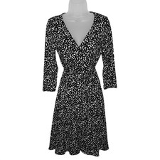 Banana Republic Polka Dot Wrap Dress S Stretch Jersey Career Office 3/4 Sleeve
