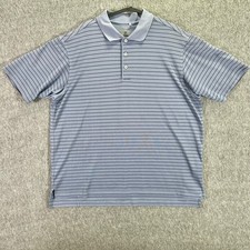 Adidas Golf Polo Shirt Mens Size Large Blue Striped ClimaCool Short Sleeve