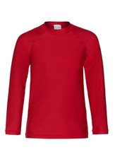 Sporti Youth Unisex L/S UPF 50 Hybrid Comfort Fit Rash Guard Red Size L 10/12