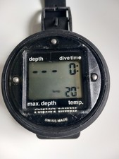 Vintage Aqua Lung cyfrowy głębokościomierz i timer dolny - wyprodukowany w Szwajcarii - DZIAŁAJĄCY