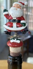 Vintage Santa Bottle Stopper that bobbles On Spring. Slight Wear Marks On Face