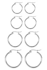 4 Pairs Titanium Hoop Earrings for Sensitive Ears Hypoallergenic Pure Silvery