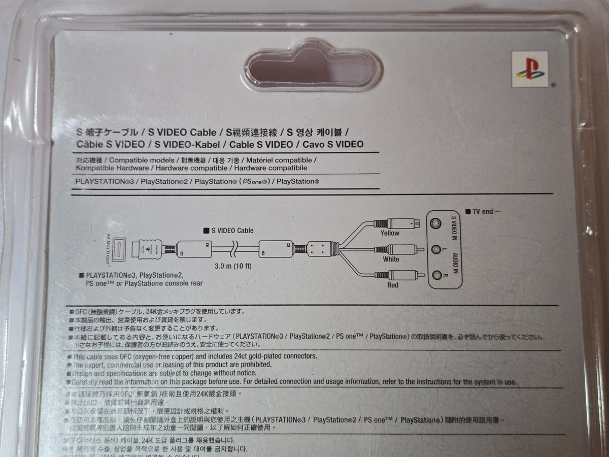 SONY PLAYSTATION PS1 PS2 PS3 2 3 OFICIAL S-VIDEO TV CABLE PLOMO NUEVO Genuino