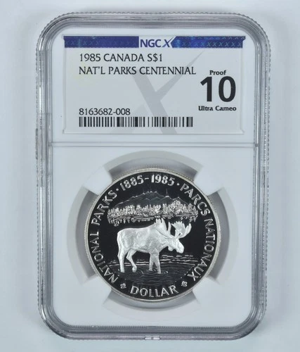 1985 Canada 1 Dollar Silver National Parks Proof 10 UCAM NGC X NGCX *4504