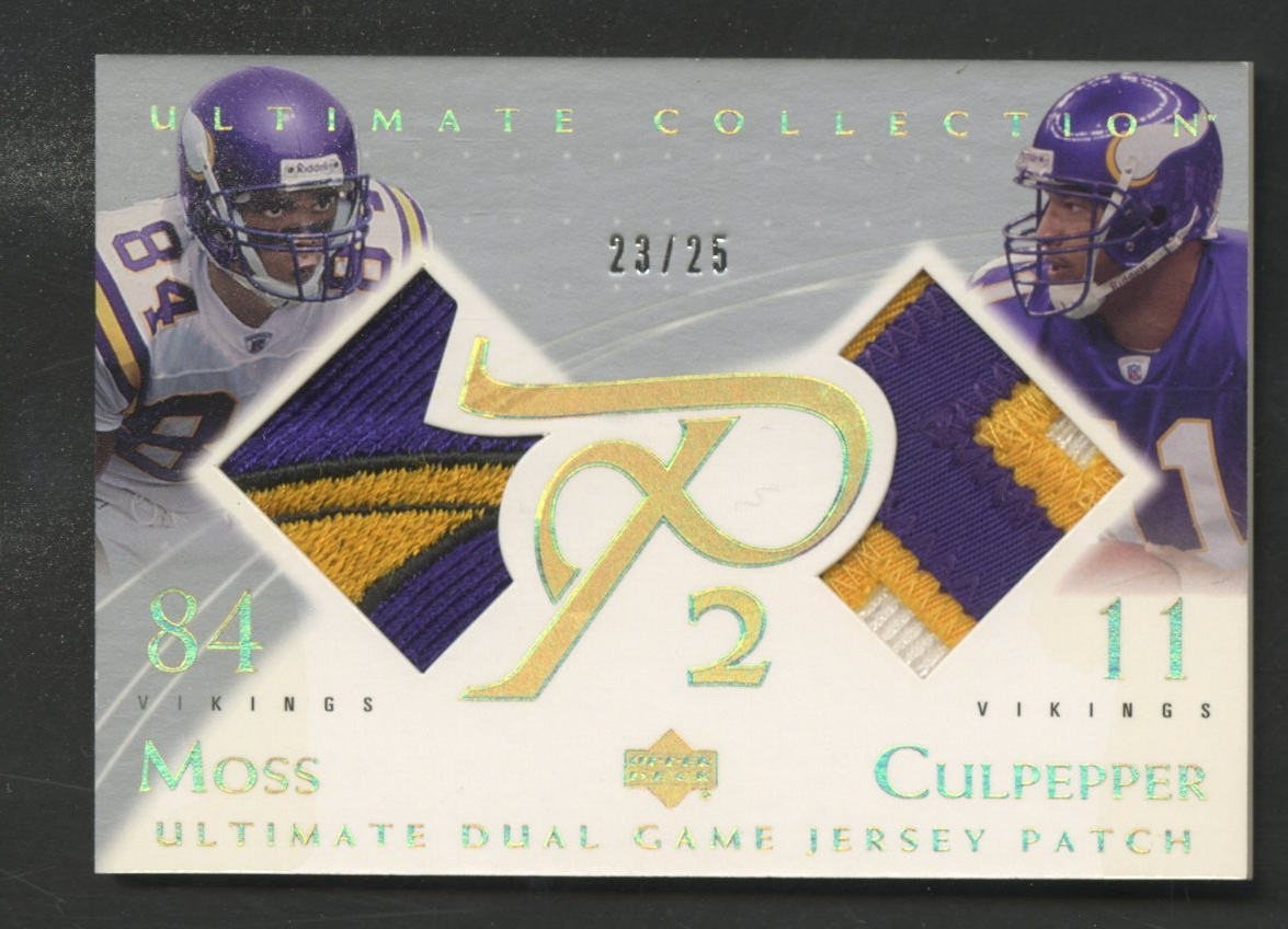 2003 Upper Deck Ultimate Randy Moss Daunte Culpepper Dual Patch /25 #DGP-MC