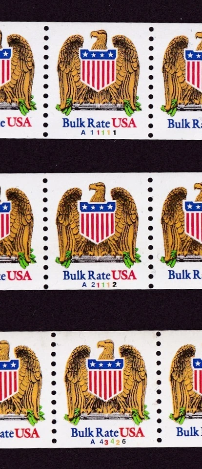 US #2602 Eagle/Shield Bulk Rate--3 PNCs of 5, MNH--Plates A11111,A21112,A43426 - Image 2 of 3