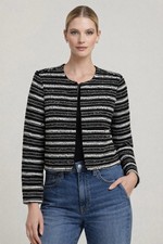 Alice + Olivia Jacket Women's Medium Black White Striped Embellished Sequin Bead