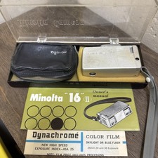Minolta 16 II 16mm Camera Set w/ 2 No.1  No.2 Close-Up Lenses Box Case Manual