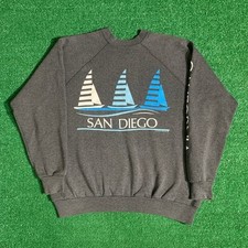 Vintage 1985 San Diego California Dark Grey Raglan Graphic Sweatshirt Size M