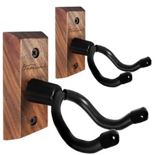 Ukulele Wall Mount Hanger 2 Pack, Black Walnut Wood U-Shaped Ukulele Holder H...