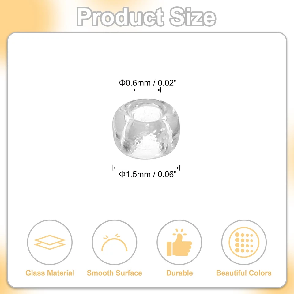 2000 Pcs Glass Seed Beads, 1.5mm Mini Glass Seed Spacer Bead, Clear White - Изображение 2 из 4