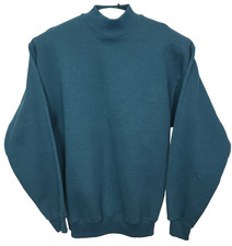 Hanes Heavyweight Blank Plain Crewneck Sweatshirt Teal Made in USA Vintage 90s