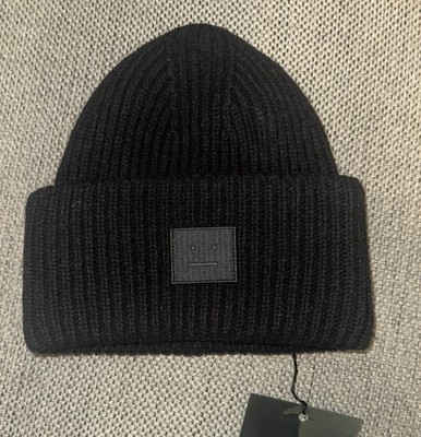 Acne Studios Black Pansy Beanie Hat Face