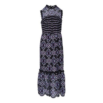 Sandro Women's Dress Floral Embroidered Lace R20521E Black FR 34 / US 2 XS