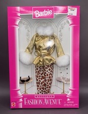 Vintage Barbie Fashion Avenue 14980 Gold Coat Jacket Leopard Tights NRFB MIB
