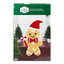 Indoor/Outdoor Light-Up Tinsel Gingerbread Man Christmas Decoration