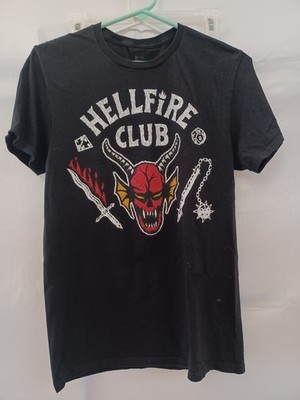 Stranger Things Hellfire Club  T Shirt Top  Size S Black