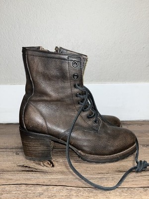 Freebird By Steven Cavalier Women s 8 Brown Leather Lace Up Zip Ankle Boots
