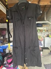Guess Black linen Mini Dress Button Down Shirt Dress Size Medium #beach #summer