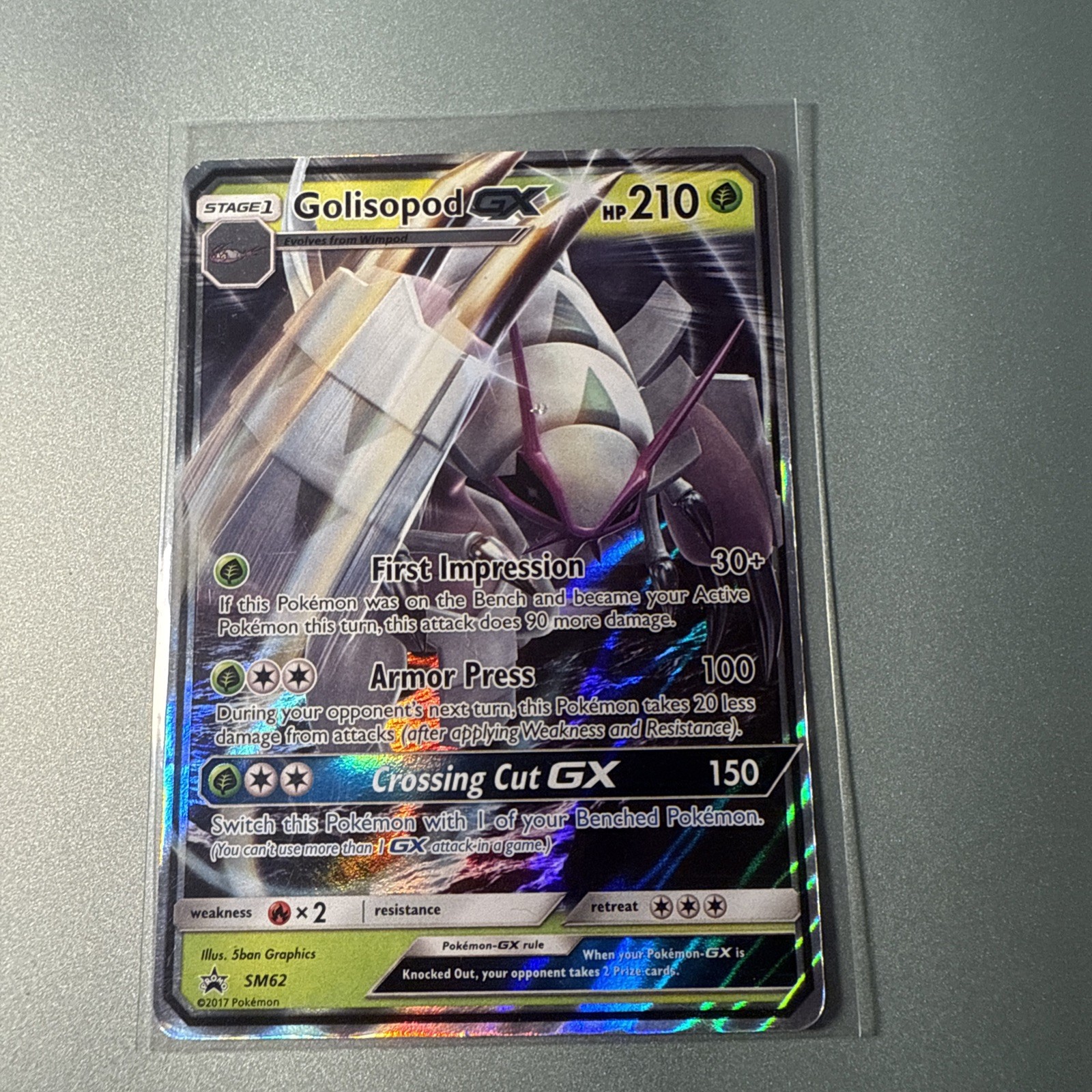 2017 Pokemon Golisopod GX SM62 Holo Card Sun Moon Black Star Promo 💚
