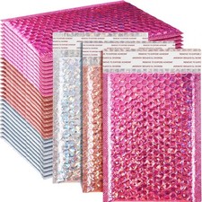 Henoyso 60 Pcs 6x9.5" Holographic Bubble Mailers Metallic Padded Envelopes
