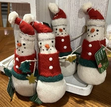 NWT! World Market Holly Jolly Christmas Ornament Lot of 4 Snowman Ornaments