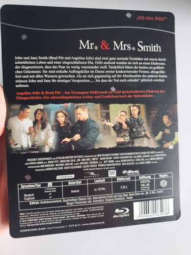 Mr & Mrs Smith Bluray Steelbook- Region B- German Import - Picture 2 of 3