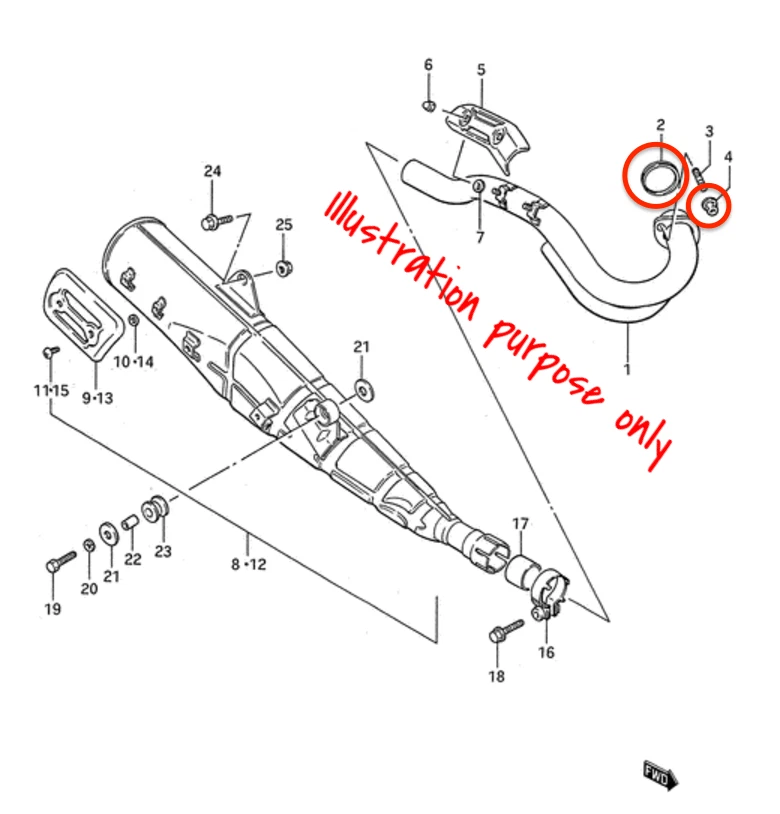 Juego de reparación de juntas de colector de escape Suzuki DR125 1986-1987 # SP125 1986-1988 Foto 2 de 2