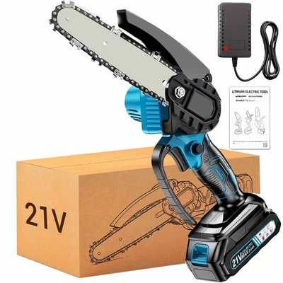 6 inch Electric Mini Chainsaw Cordless Saw Handheld (1X 21V Battery + 1X Chain)