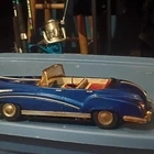Bandai Vintage Tin Convertible Toy Car Vehicle Blue with Windshield