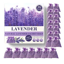 36 Pack French Dried Lavender Sachet Bags, 100 Natural Lavender Bags for Dra...