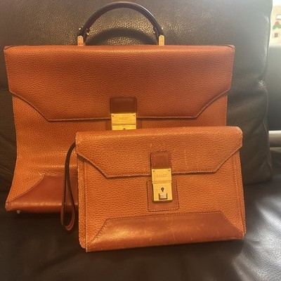 2er Bally Vintage Leder Taschen Set, Akten- und Dokumententasche, echtes Leder