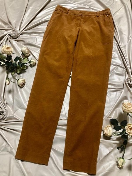 Women Akris Trousers Orange Cotton 38
