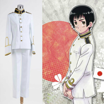 Hetalia: Axis Powers APH Honda Kiku Cosplay Costume Japan White Uniform Suits