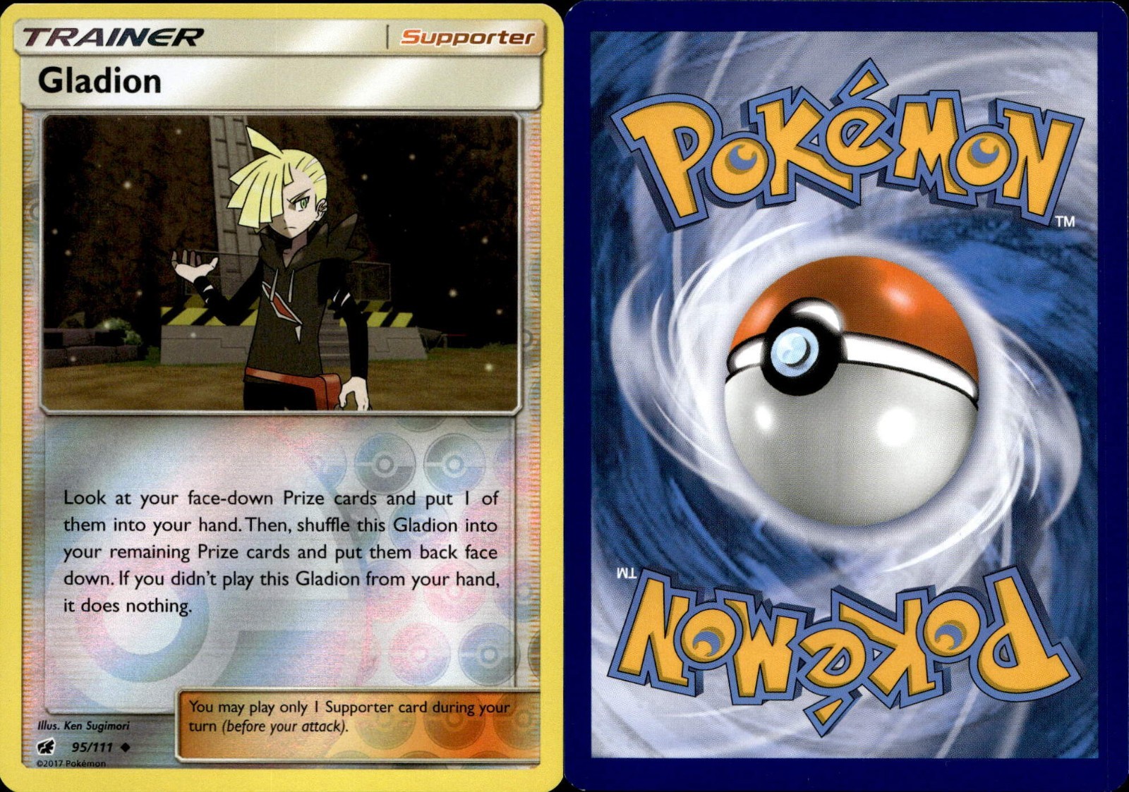 Gladion 95/111 Crimson Invasion Reverse Holo Uncommon Pokemon Card English LP