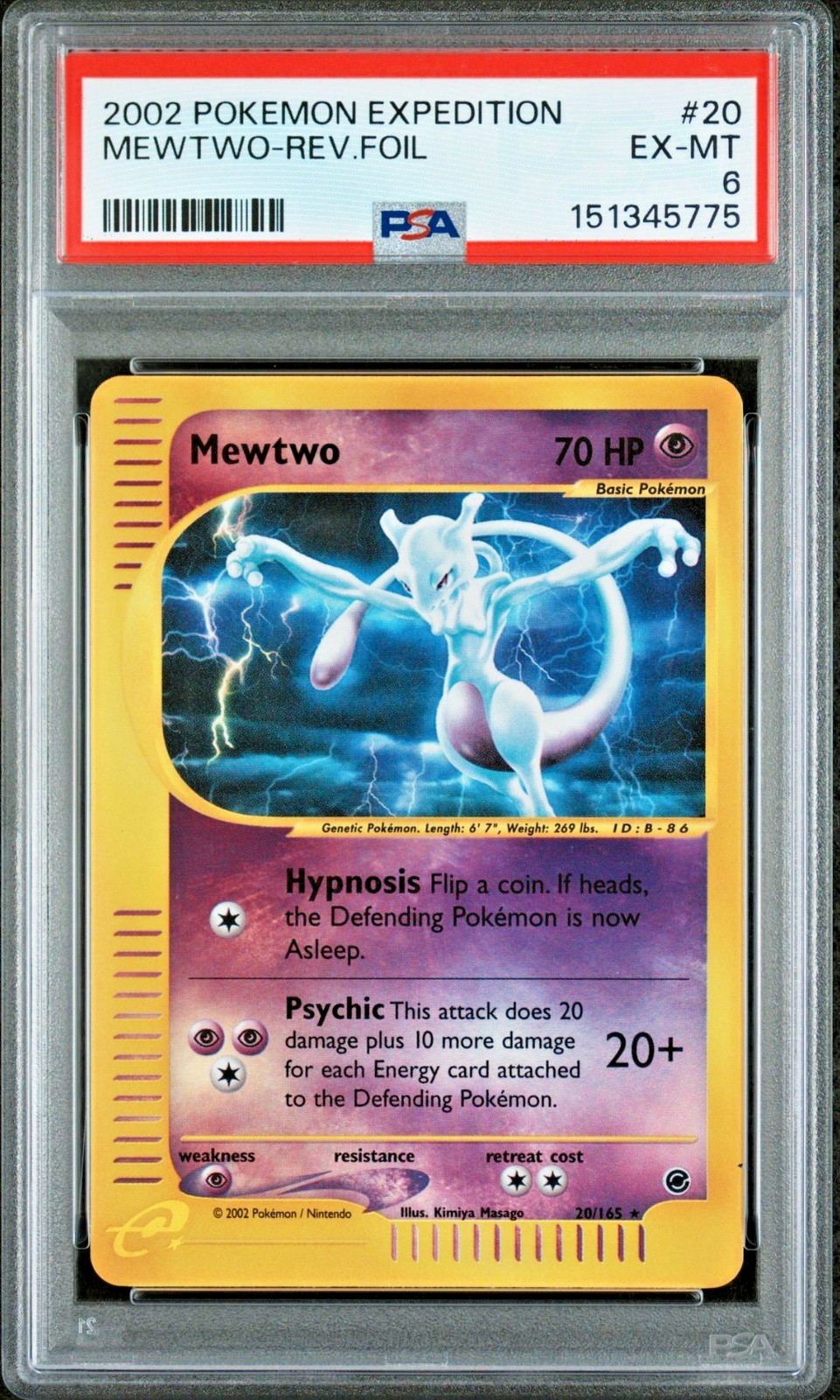 [PSA 6] Mewtwo Reverse Holo #20 2002 Pokemon Expedition