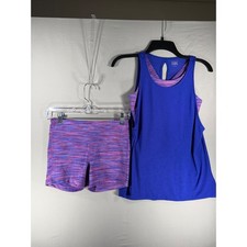 Athleta Girl Blue 2-in-1 Tank Top and Space Dye Shorts Set XL 14 Purple Pink