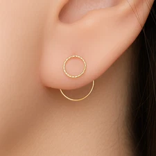 Handmade Circle Ear Jacket Earrings - Front Back Earrings