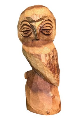 Vintage Hand Carved Primitive Abstract Wooden Owl Folk Art Sculpture Marg Clarke