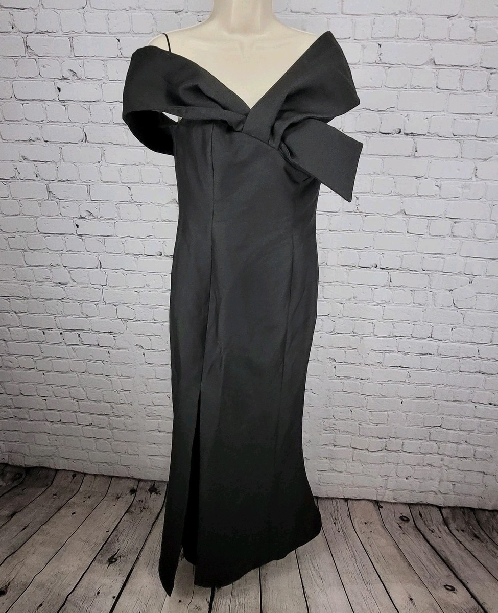 black mini dress with fringe Black Maxi Dress with Asymmetric Sleeves HELEN main image 0