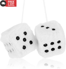 Fuzzy Plush Dice For Car Mirror 2.36 Pair Of Retro Square Decoration Dice With