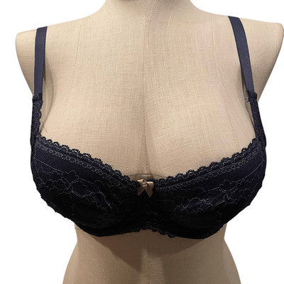 Panache Womens Petra Balconette Bra 34DD Navy Blue Lace Underwire Quiet Luxury