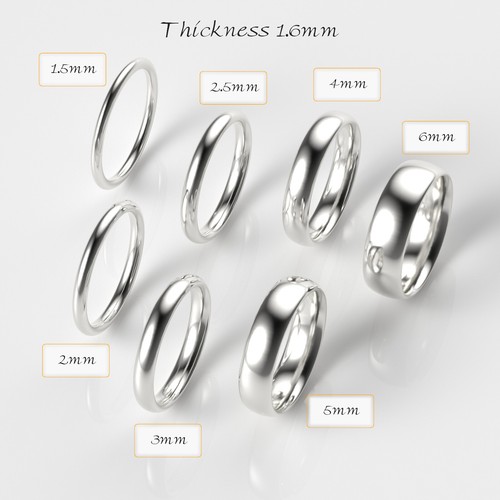 14K White Gold 1.5mm 2mm 2.5m 3mm 4mm 5mm 6mm Comfort Fit Men Women Wedding Band - 第 2/9 張圖片