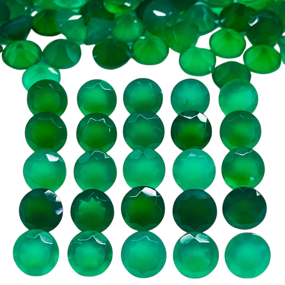 35 piezas piedras preciosas sueltas sin tratar de alta calidad de ónix verde natural de 8 mm de corte redondo Foto 3 de 4