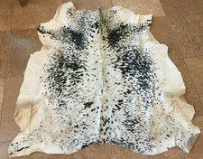 Cow hide fur pelt black and white 50"x60" approx leather hanging