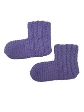 Handmade Slippers Sz 9 Purple Unisex Crocheted Chenille Yarn by Marsha