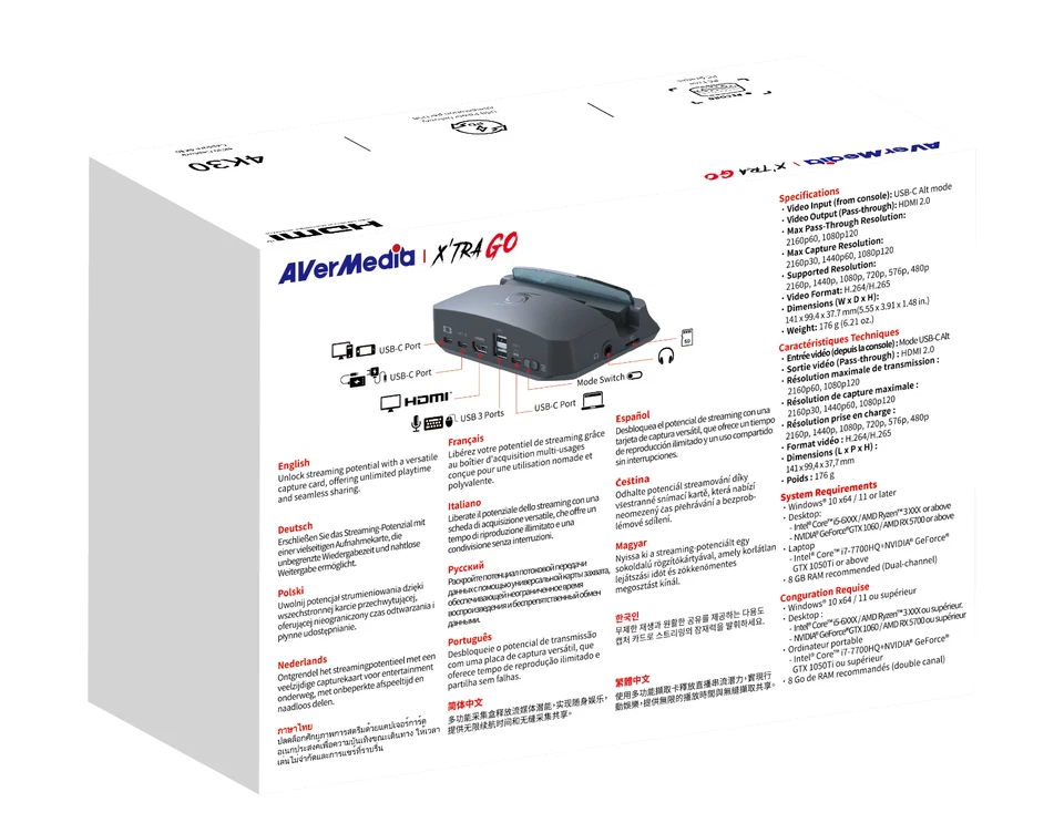 AverMedia X'TRA Go Capture Dock handheld records up to 4K 30 FPS GC515Black - Image 4 of 4