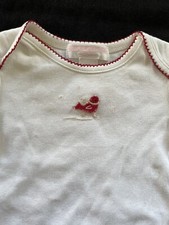 Janie and Jack Vintage White/Red Songbird Crochet Trimmed Knit Bodyshirt-0-3 Mos